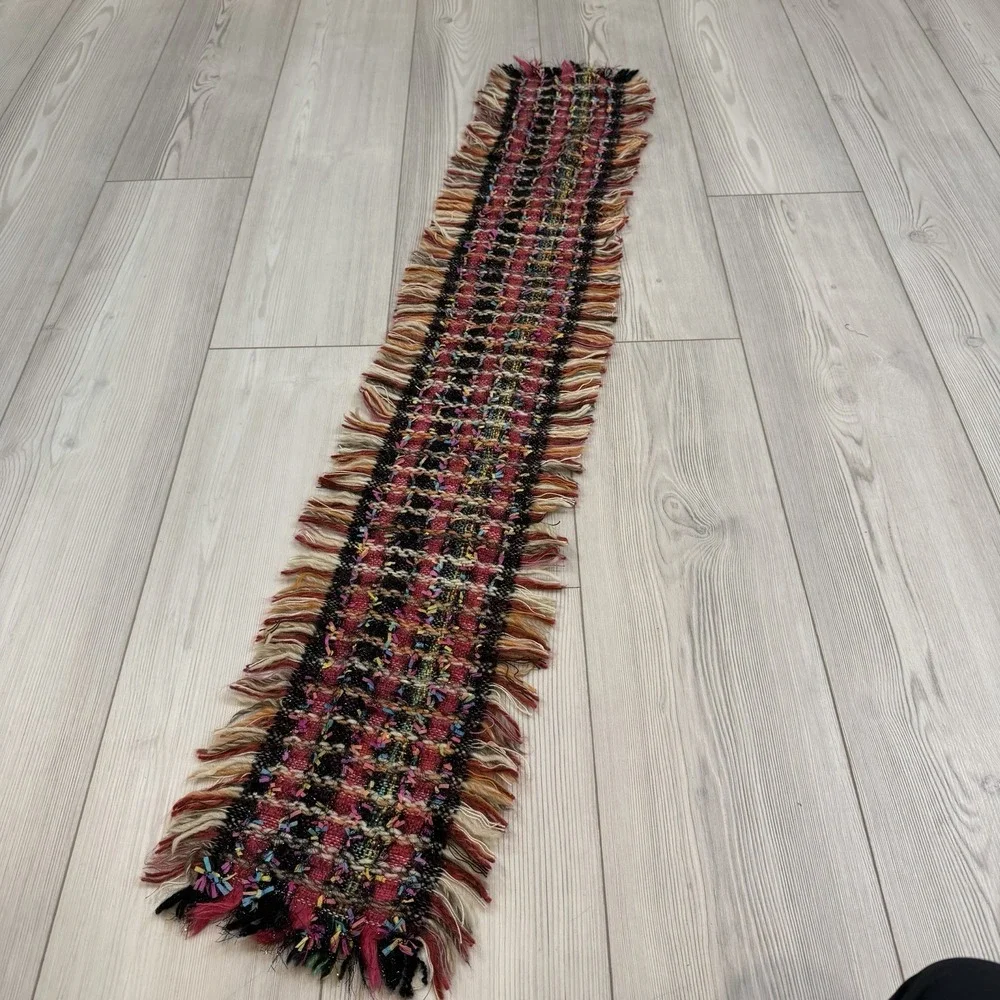Zazou Luxe Vintage Chunky‎ Knit Fringe Scarf Oblong 9